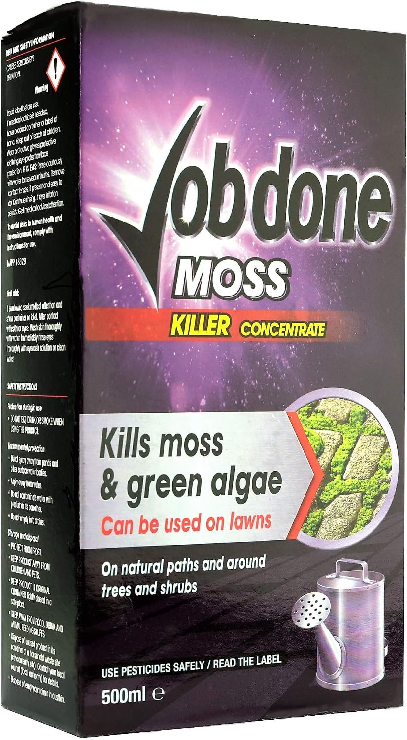 Job Done 86600108 Moss Weedkiller, Targets Moss in Lawns, 500ML, Concentrate