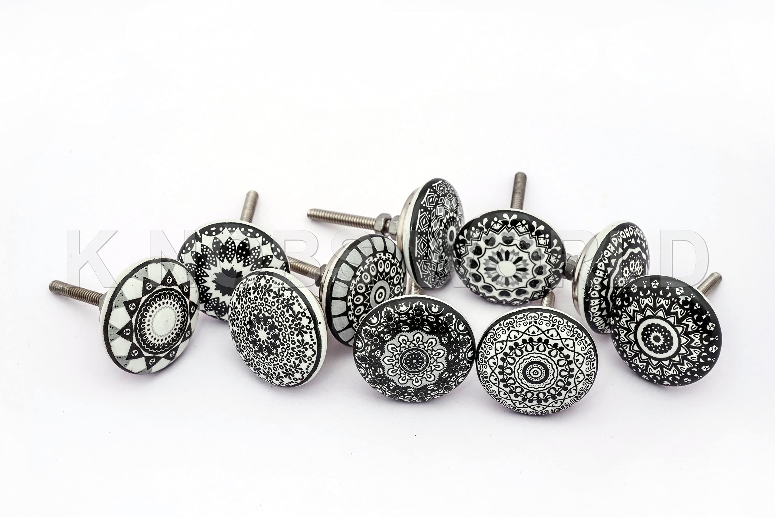 20 x Mix Vintage Look Flower Ceramic Knobs Door Handle Cabinet Drawer Cupboard Pull Xfer (Black Xfer)