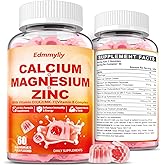 Calcium Magnesium Zinc Supplement Gummies with Vitamin D3 K2 & B Complex for Women Men 1000mg Calcium Citrate with Magnesium