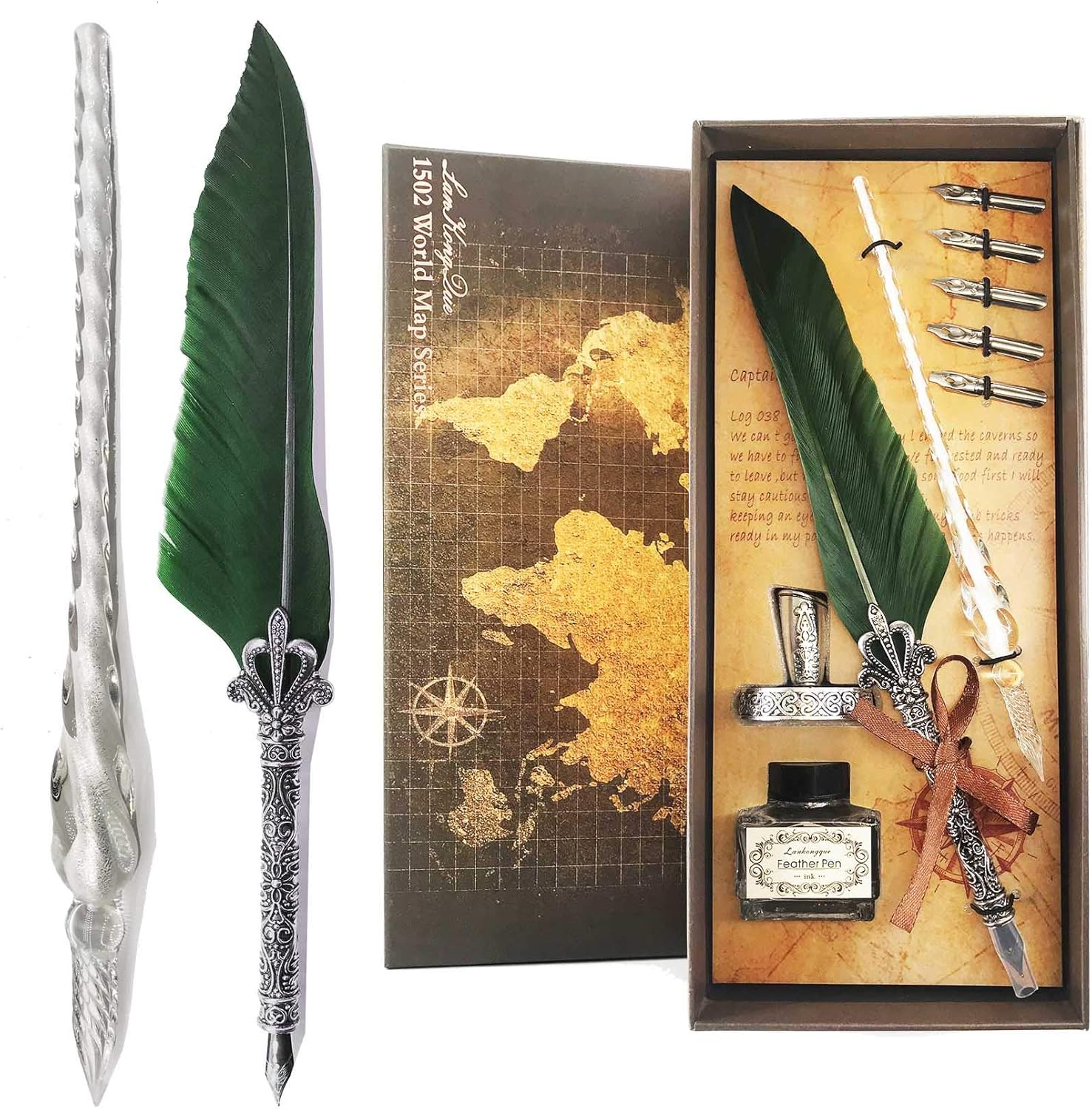 Amazon Lifmagic 羽ペン ガラスペン 羽根ペン セット 高級感 クリエイティブ プレゼント レトロ おしゃれ プレゼント 文房具 オフィス用品 文房具 オフィス用品