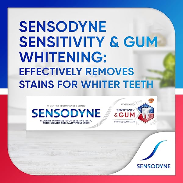 SENSODYNE SENSITIVITY & GUM WHITENING TOOTHPASTE, TOOTHPASTE FOR SENSITIVE TEETH & GUM PROBLEMS, 3.4 OUNCES