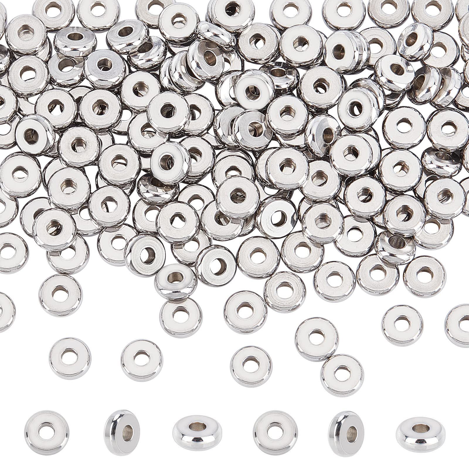 UNICRAFTALE 200Pcs 6mm & 2mm Stainless Steel Round Spacer Beads for DIY Jewelry Making — image 1