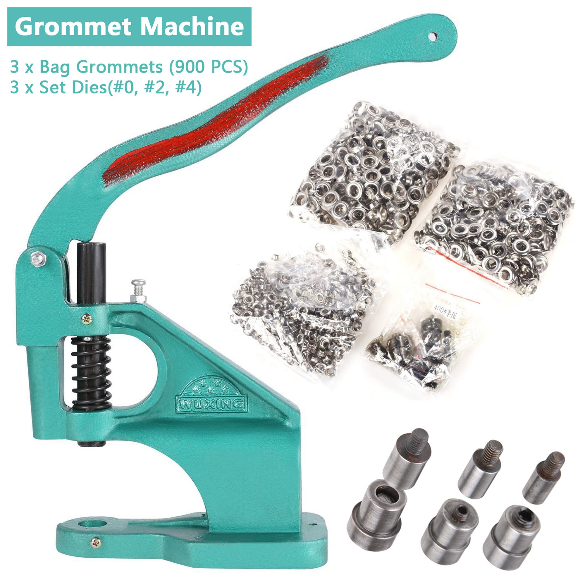 Grommet Machine Hand Press, Heavy Duty Grommet Tool With 3 Die (024) And 900 Pcs Grommets