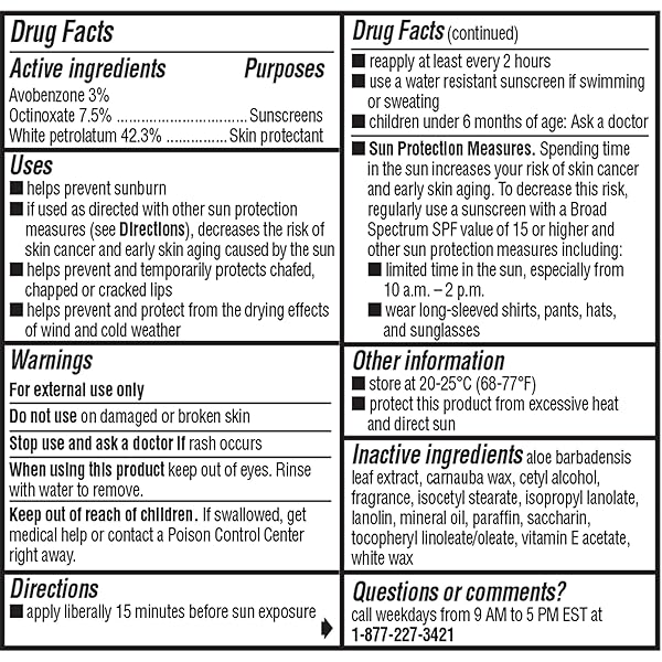 CHAPSTICK MOISTURIZER ORIGINAL LIP BALM TUBES, SPF 15 AND SKIN PROTECTANT – 0.15 OZ, 3 COUNT (PACK OF 1)