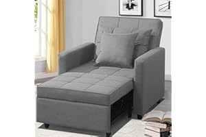 STRPRETTY BASIC Convertible Chair Bed, 3-in-1 Sleeper Chair Bed, Pull Out Folding Sofa Bed with Adjustable Backrest, Multi-Functional Single Sleeper Chair for Apartment (Gray)