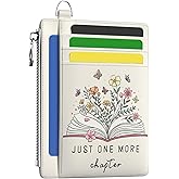 Hancynir Book Lover Floral Flower Slim Wallet Women Credit Card Holder Cute RFID Blocking Small Card Wallets Mini Front Pocket PU Leather Thin Travel Zipper Coin Cash Ladies Female Wallet Gifts