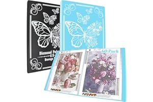 ZYNERY 2 Pack A3 Diamond Painting Storage Book, 60 Pages Art Portfolio Diamond Art Storage Large Folder - Suitable for 12x16 inch Diamond Painting (Blue + Black)