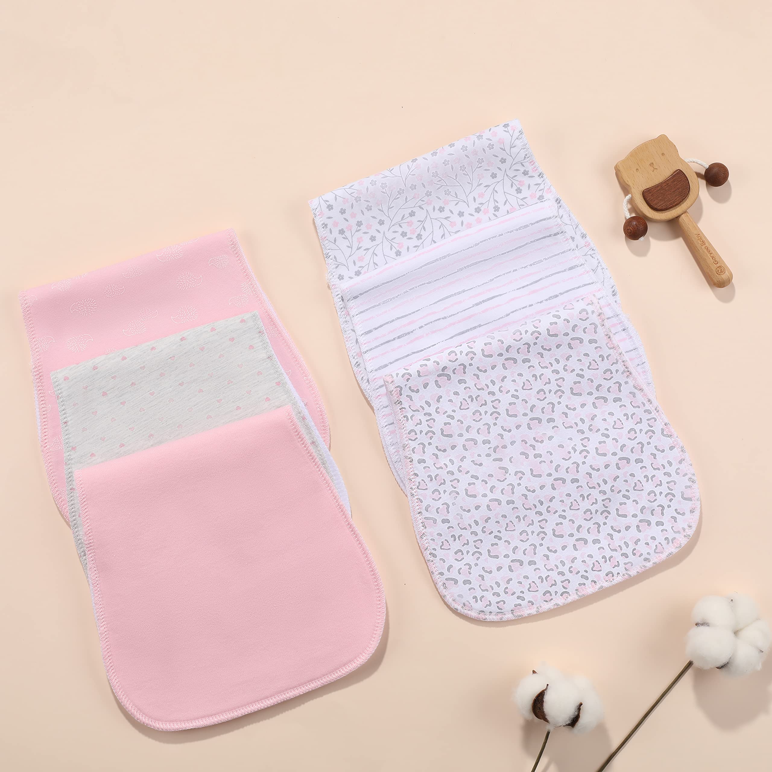 6 Pack Cotton Baby Burp Cloths Extra Absorbent Soft for Baby Boys and Girls