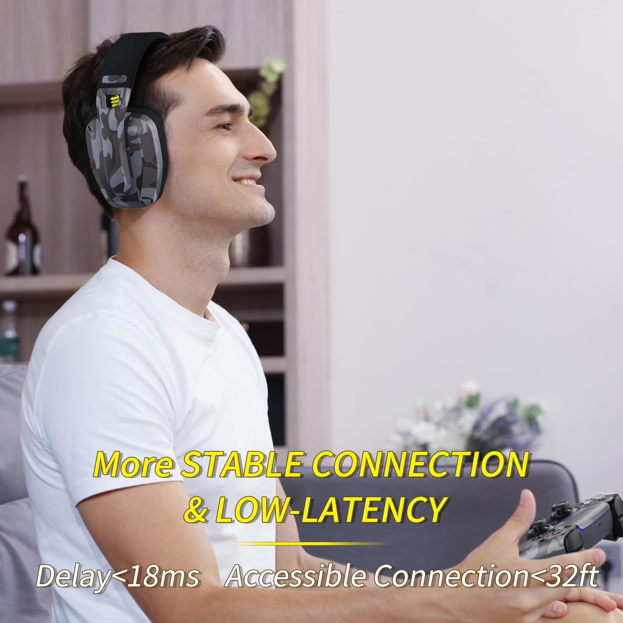BINNUNE BW06 Wireless Gaming Headset with Mic for PC,PS4