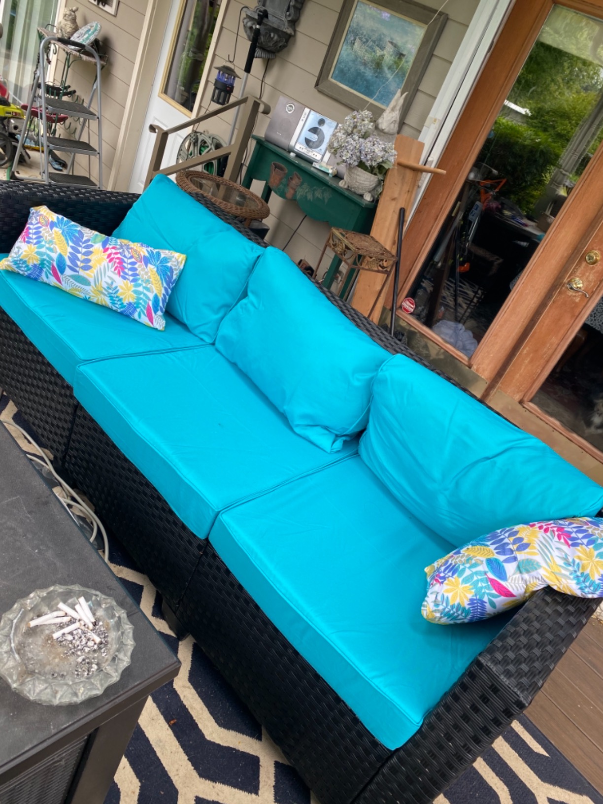 48/mo Finance WAROOM Patio Couch PE Wicker 3Seat Outdoor Sofa Brown