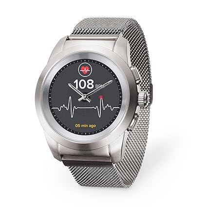 MyKronoz ZeTime Petite Elite Hybrid Smartwatch 39mm with Mechanical Hands Over a Color Touch Screen, Swiss Design, iOS and Android – Brushed ...