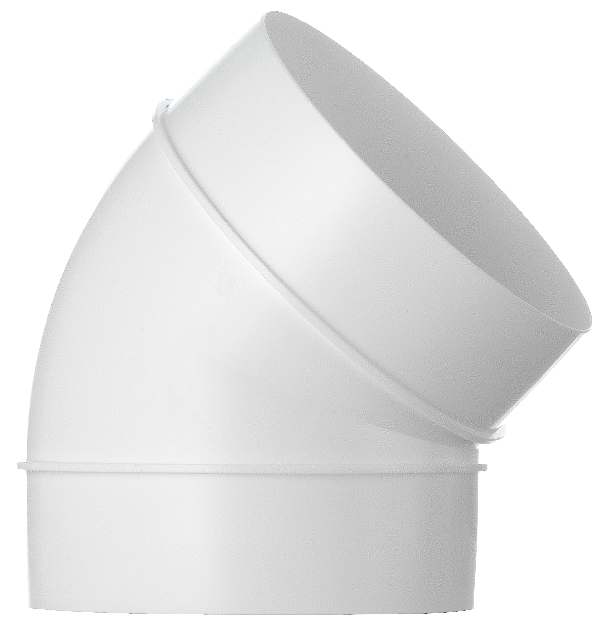 Steinberg14 White Ø 100mm / 4 inch 45 Degree Elbow - PVC Connector for Round Ventilation System - Ventilation Duct, Pipe, Hose, Joint, Tube — image 1
