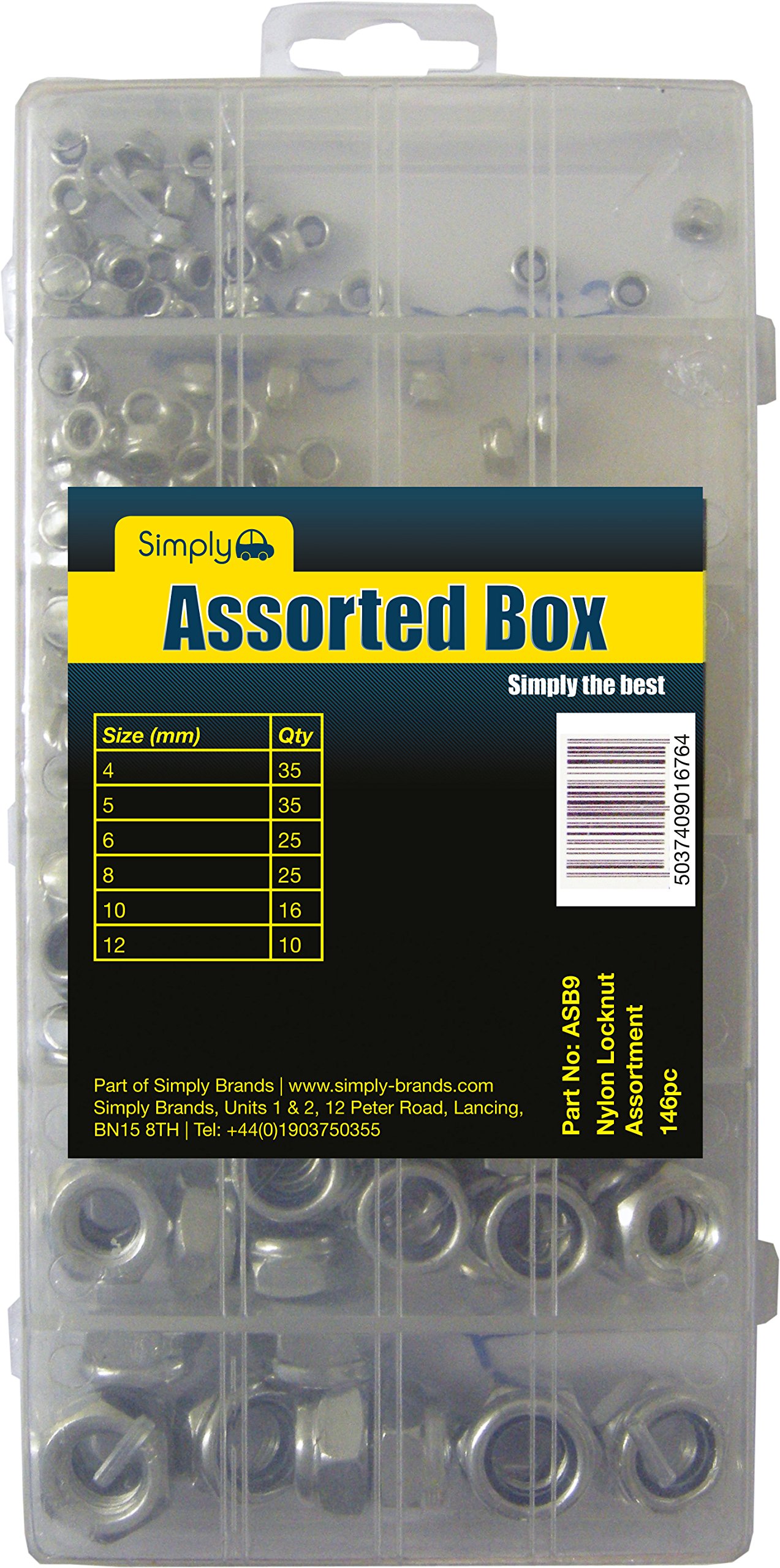 Simply ASB9 Nylon Locknut Assortment