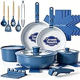 Umite Chef Pots and Pans Set Non Stick, 21 pcs Ceramic Cookware Set with Detachable Handles, Healthy Induction Cookware, RV Kitchen Cooking Set, with Utensils &amp; Frying Pans Set, PFAS PFOA &amp; PTFE Free
