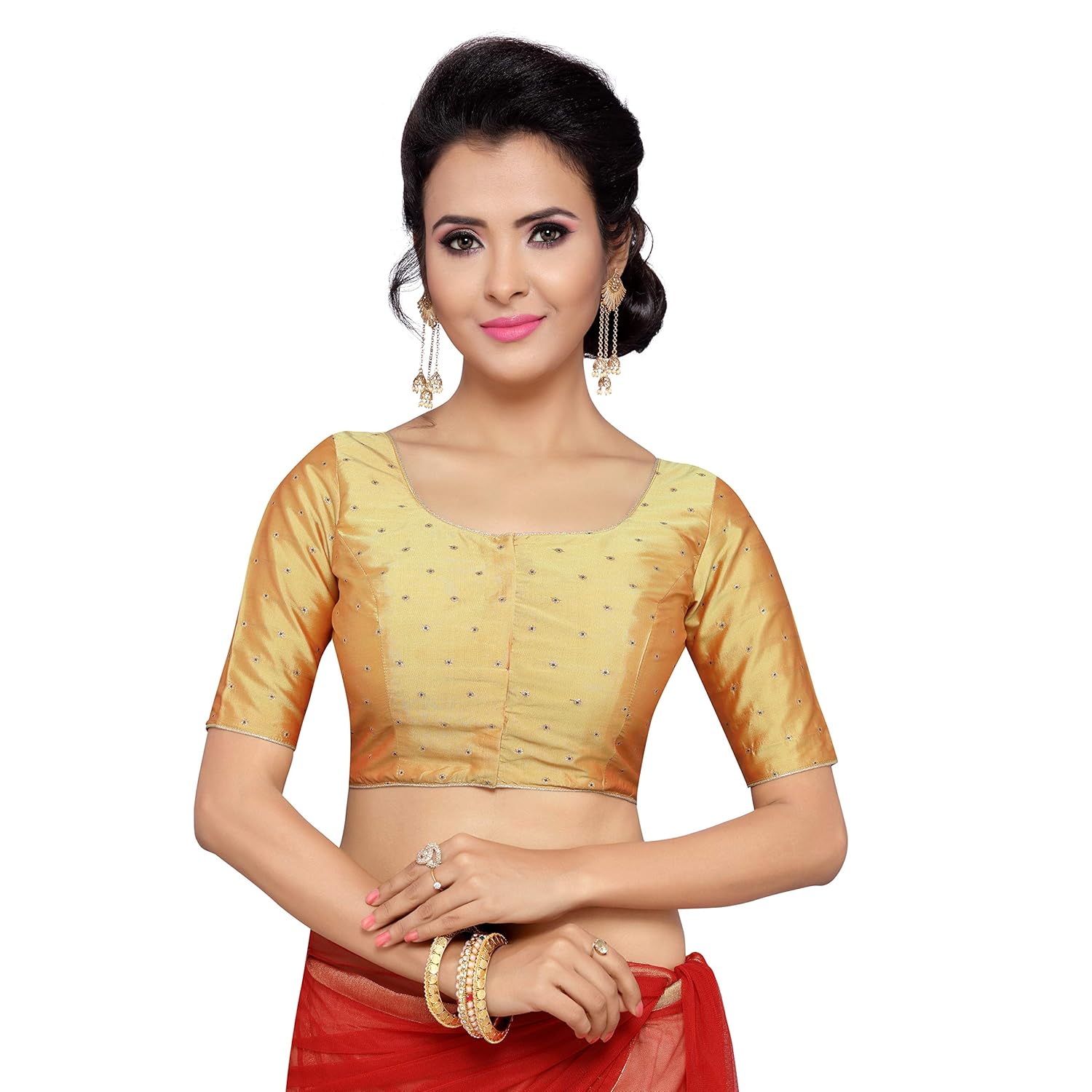 studio shringaar women's polyester stitched saree blouse