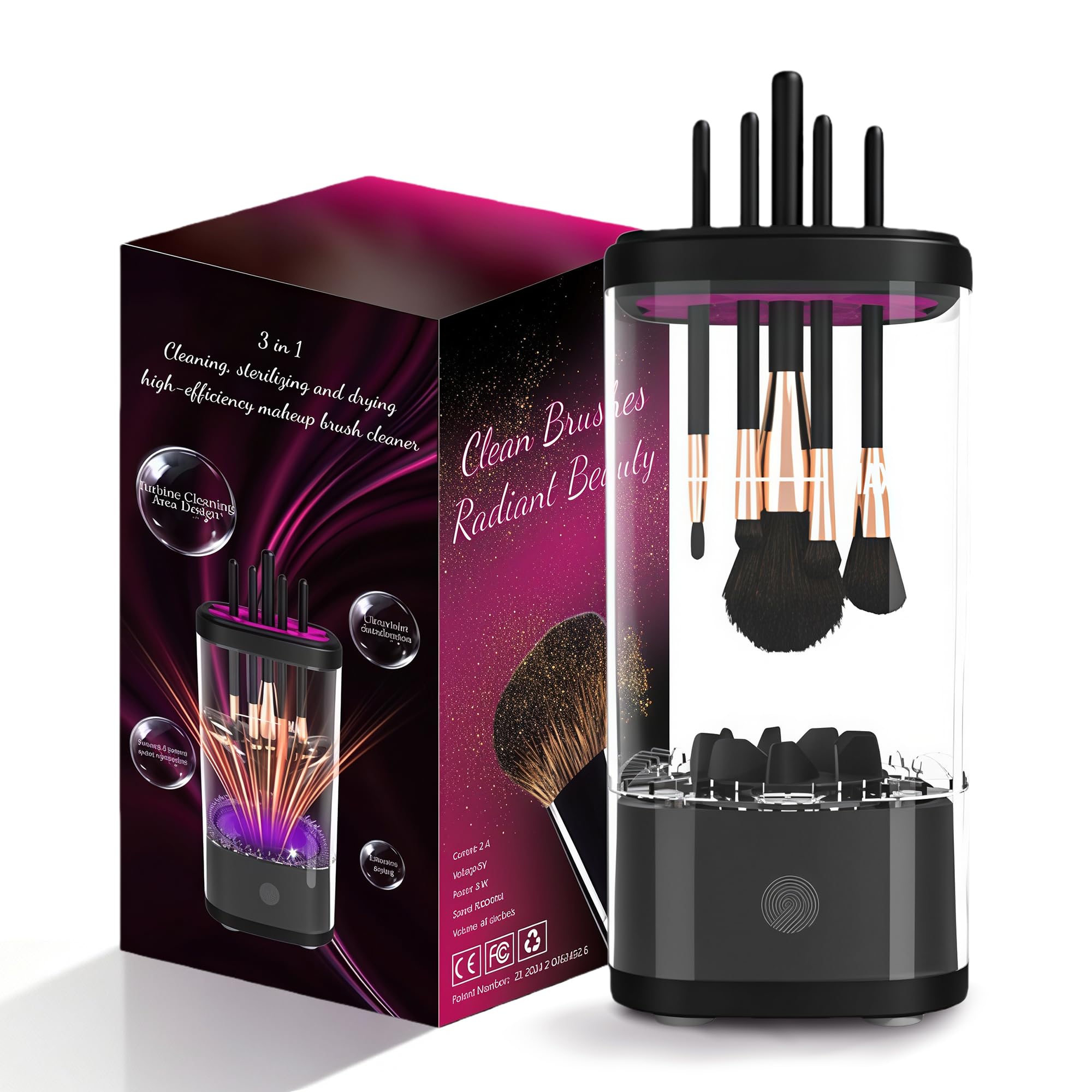 Photo 1 of 3 IN 1 Electric Makeup Brush Cleaner Machine, Portable Automatic USB Cosmetic Brush Cleaner Dryer for All Size Beauty Makeup Brushes Set, Foundation brush, Contour, Eyeshadow, Blush Brushes