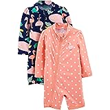 Simple Joys by Carter's Toddler and Baby Girls' 1-Piece Zip Rashguards, Pack of 2