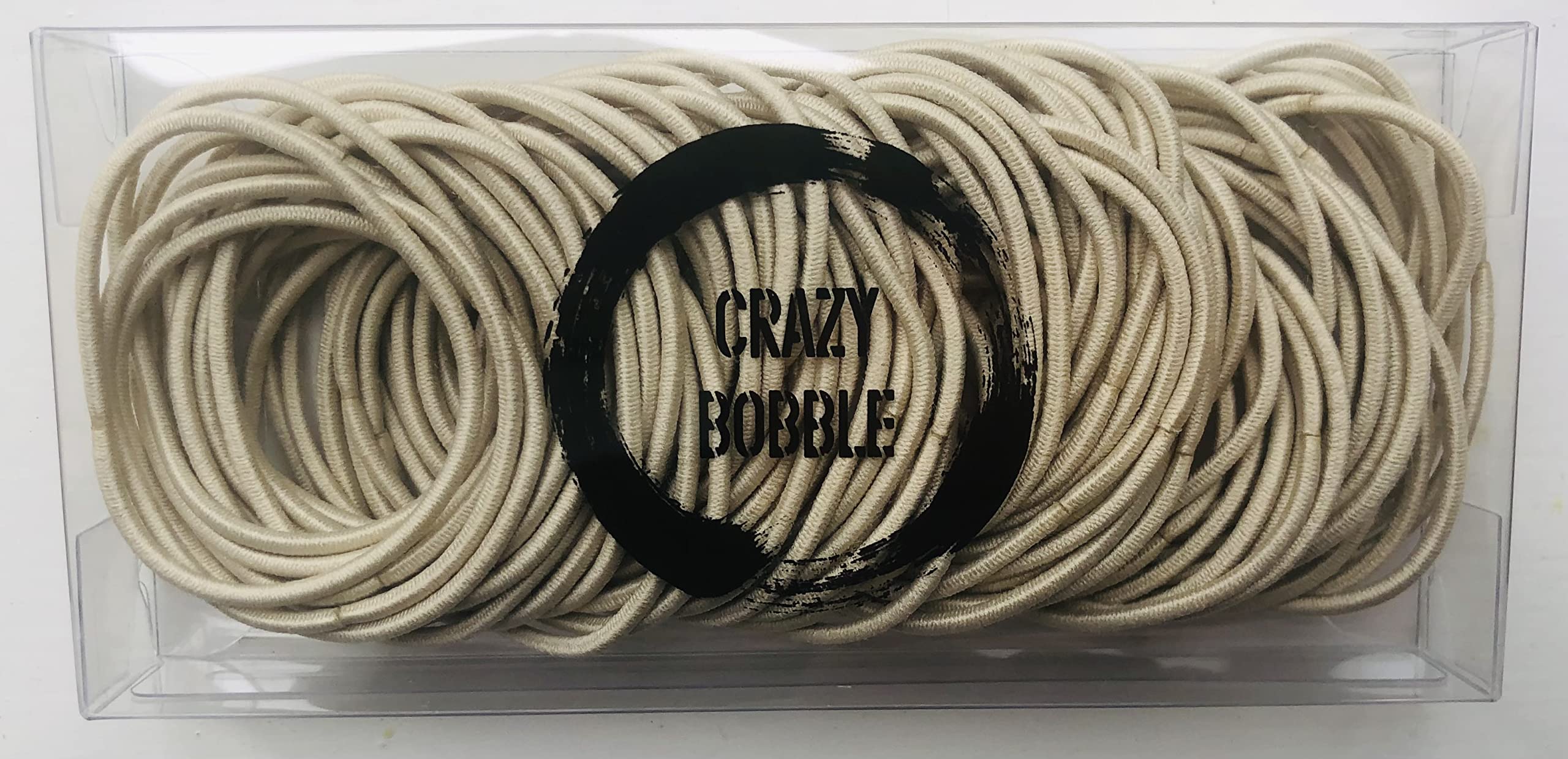 100 Pcs Crazy Bobble® Premium Non-Metal Hair Elastic Hair Bands 2mm, Bulk Hair Ties, Ponytail Holders For Adults and Kids (Blonde)