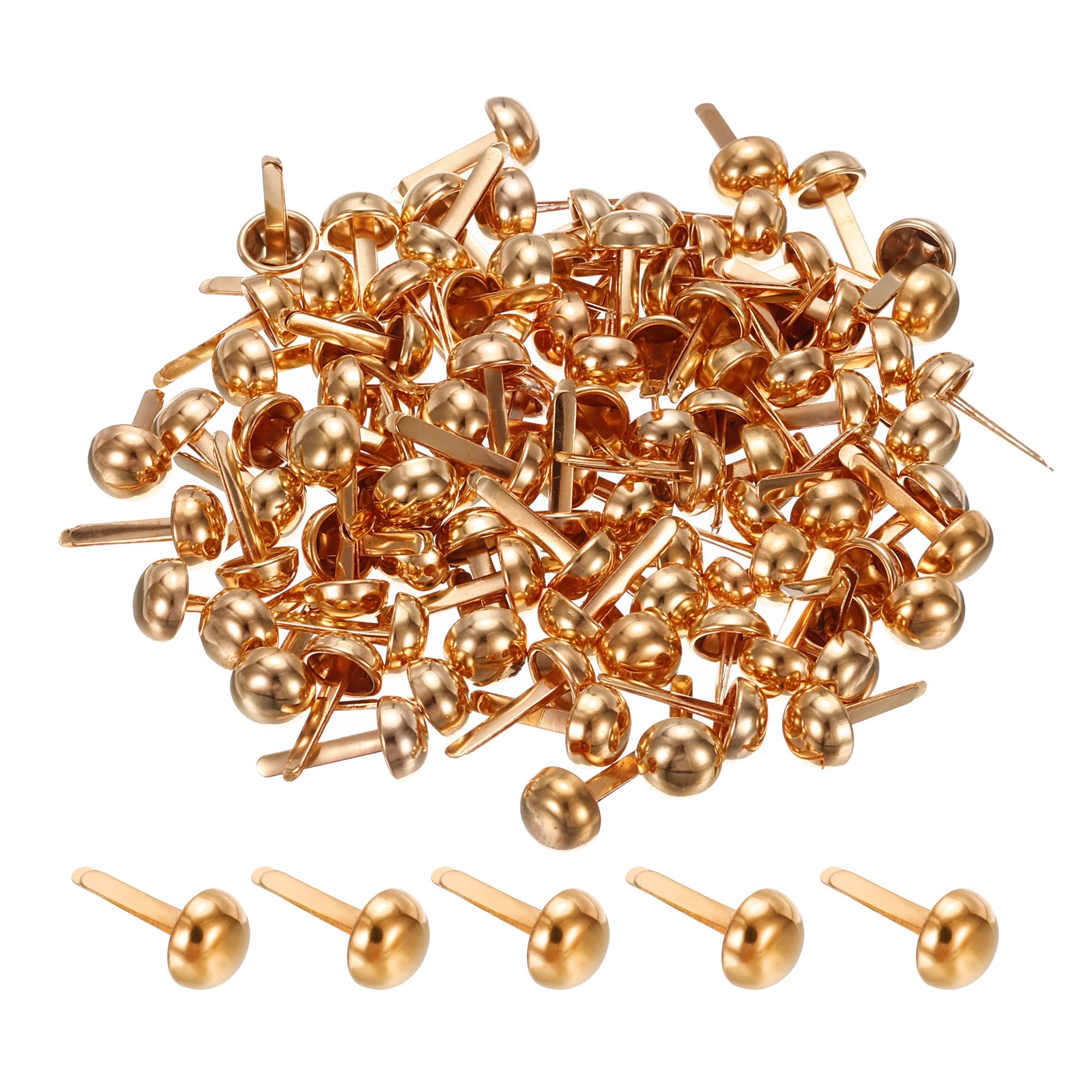 PATIKIL 8x16mm Mini Brads Paper Fasteners, 100 Pack Round Brads Fastener for Art Crafting Decorative Scrapbooking Cards DIY, Rose Gold