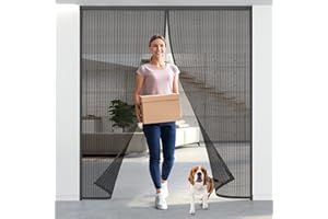 Titan Mall Magnetic Screen Door, Self Sealing Screen Door, Heavy Duty Door Screen Magnetic Closure Keep Bugs Out, Retractable Screen Door Mesh - Pet and Kid Friendly, Hands Free Door Screen 55" x 94"