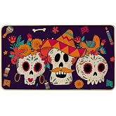 Baccessor Day of The Dead Doormat Outdoor Outside,Dia De Los Muertos Front Sugar Skulls Doormats Non Slip Rubber Entrance Floor Door Mat for Halloween Holiday Indoor Decor 17x29 Inch