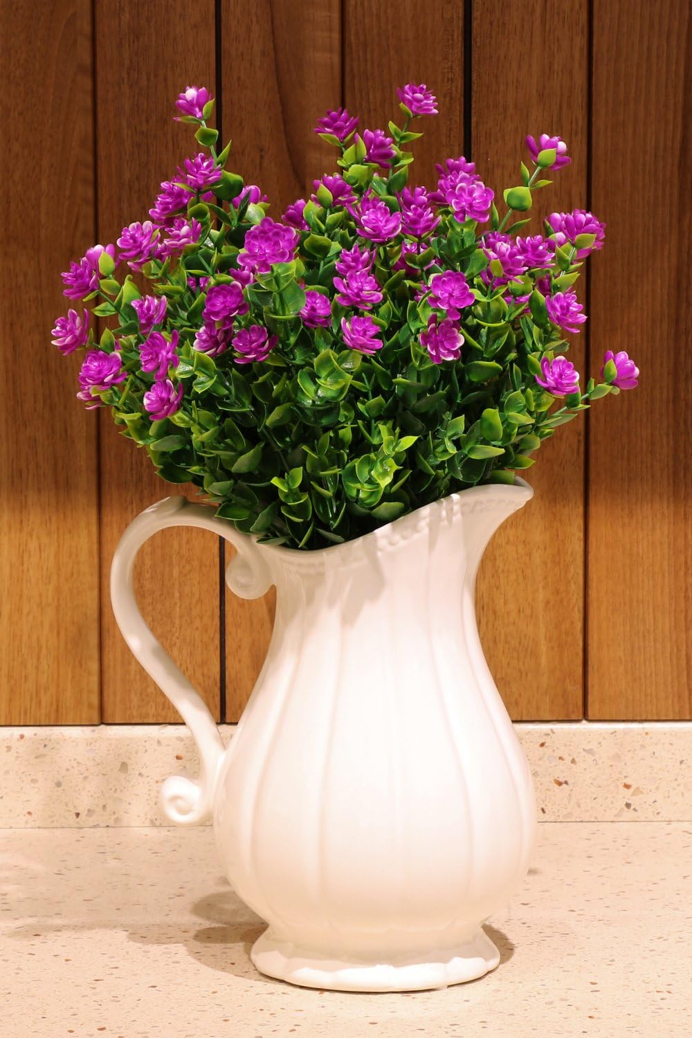 Amazon Com Livissima 4pcs Fake Spring Flowers Plastic Artificial Greenery Shrubs For Indoor Outdoor Home Kitchen Garden Veranda Patio Yard Decorations Amethyst