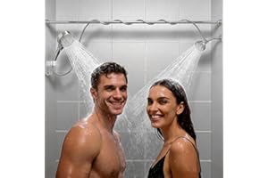 Dual Shower Head for Couples: High Pressure Double Shower Heads for Two People - Adjustable Two Showerhead System with 3 Flow
