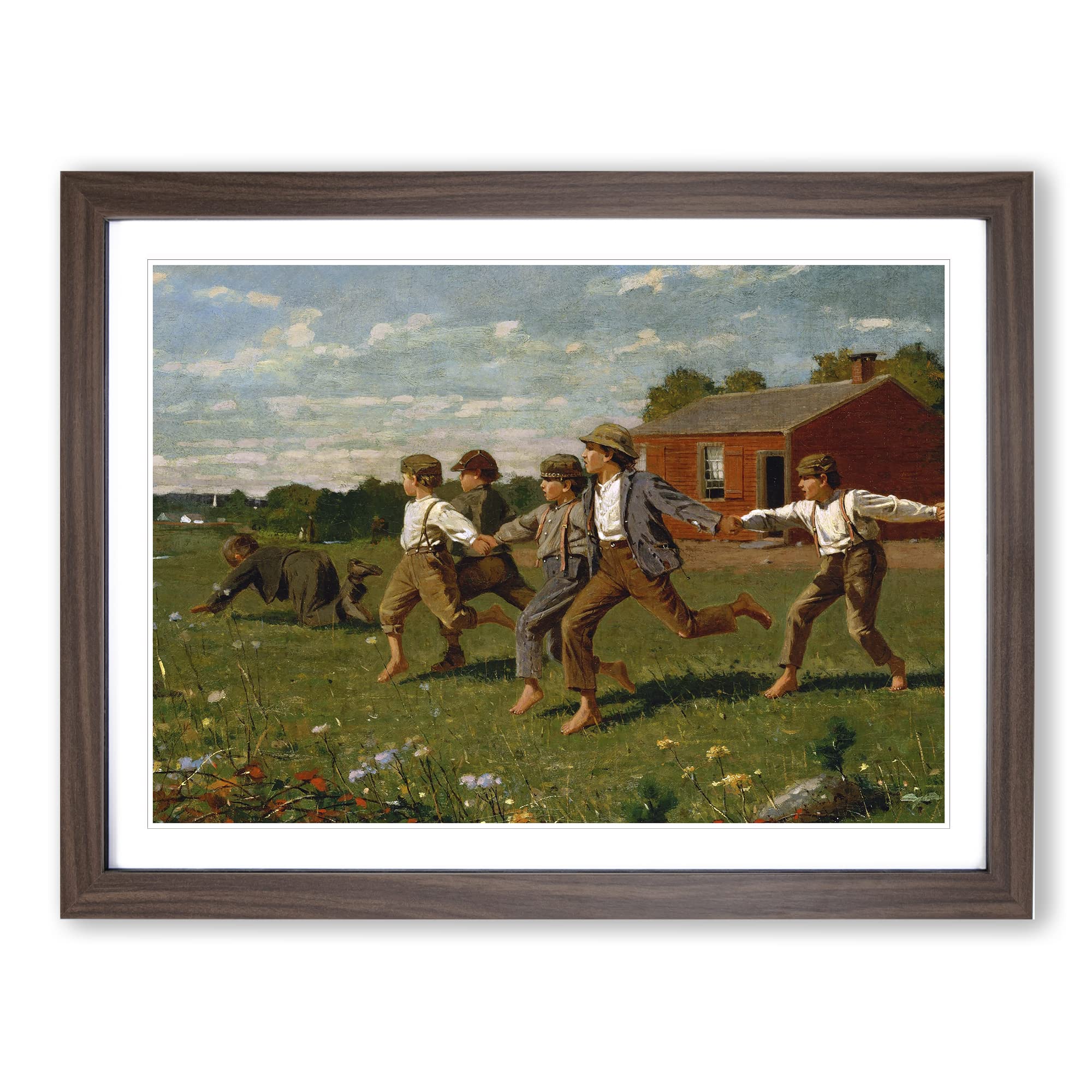 Winslow Homer Snap the Whip Classic Painting Framed Wall Art Print, Ready to Hang Picture for Living Room Bedroom Home Office Décor, Walnut A4 (34 x 25 cm)