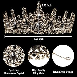 Black Crown for Women, Gothic Crystal Princess