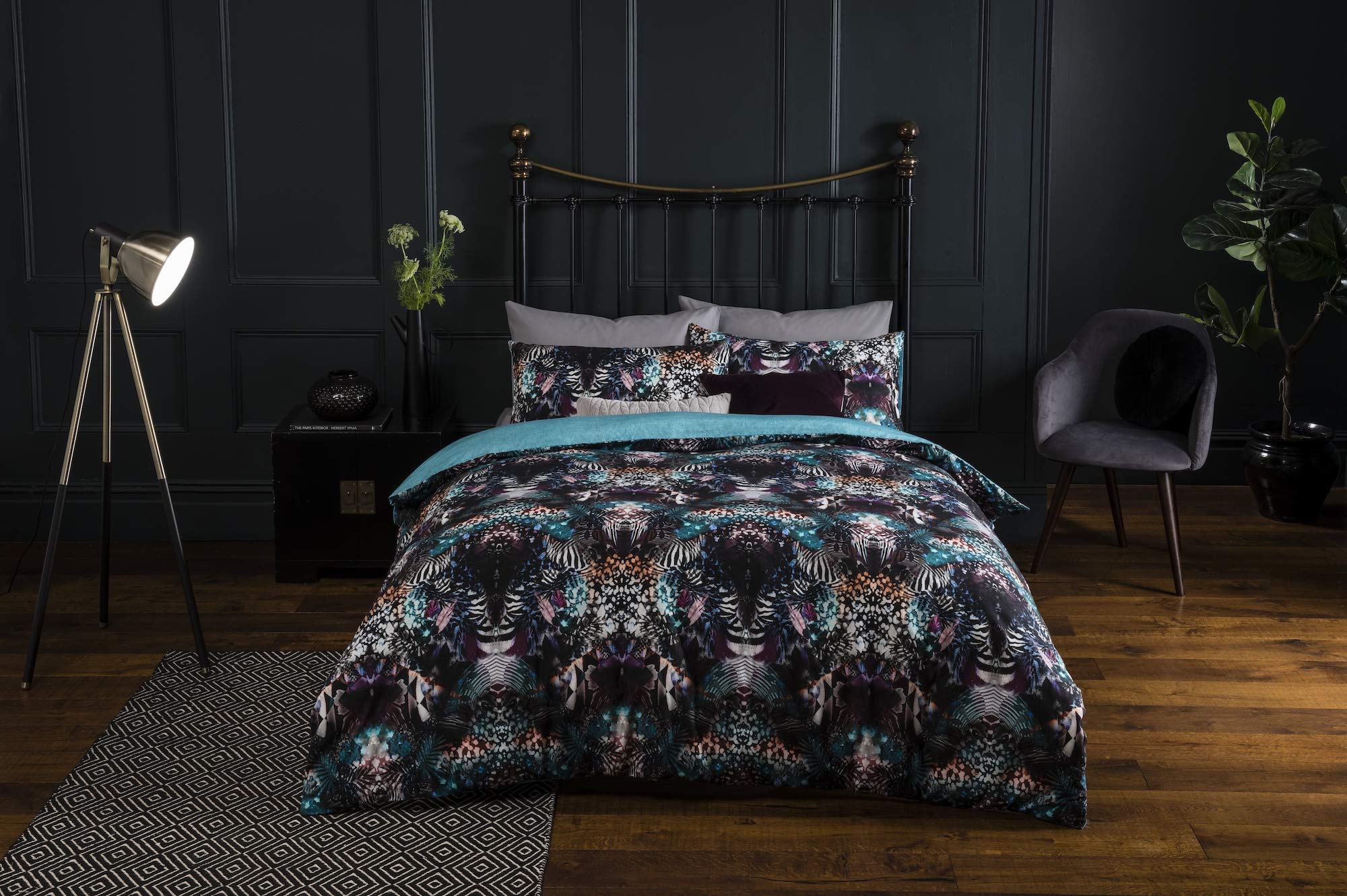 Linen Galaxy Digital Print 100% Cotton Duvet Cover Sets with Pillow Cases Bedding (Leopard Texture, Single)