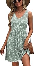 WIHOLL Summer Dresses for Women 2026 Casual V Neck Sleeveless Tank Dress Beach Sundresses with Pockets