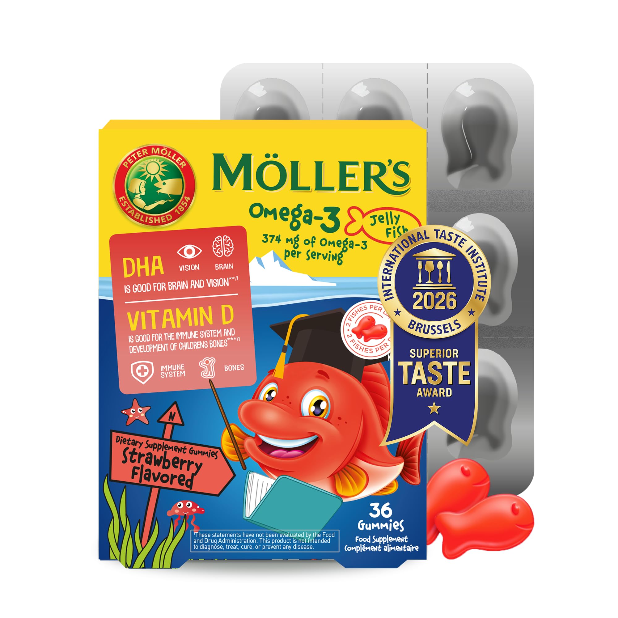 Moller’s ® | Omega 3 Jellies for Children | Strawberry | 36 Capsules