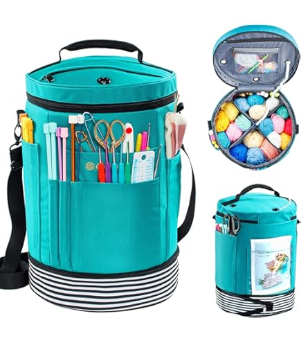 Bolsa De Tejer Para Almacenamiento De Hilo - Organizador De Almacenamiento De Hilo, Bolsa Organizadora De Ganchillo Con Ganchillos, Esquís De Hilo, Agujas De Tejer Y Accesorios (negro