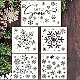 Snowflake Stencil Set | Christmas Stencils for Crafts Reusable on Wood, Windows, Walls, Ornaments, Tile, Fabric - Ideal for Winter Holiday Stencil Painting &amp; Window Snow Stencils