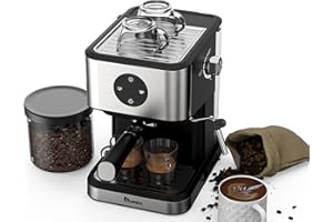 IAGREEA Espresso Machine 20 Bar, Espresso Maker with Milk Frother Steam, Coffee Maker with 50 Oz Water Tank, Cappuccino and Latte Machine for Home, Stainless Steel, Cup Warmer, Gift for Mom, Dad