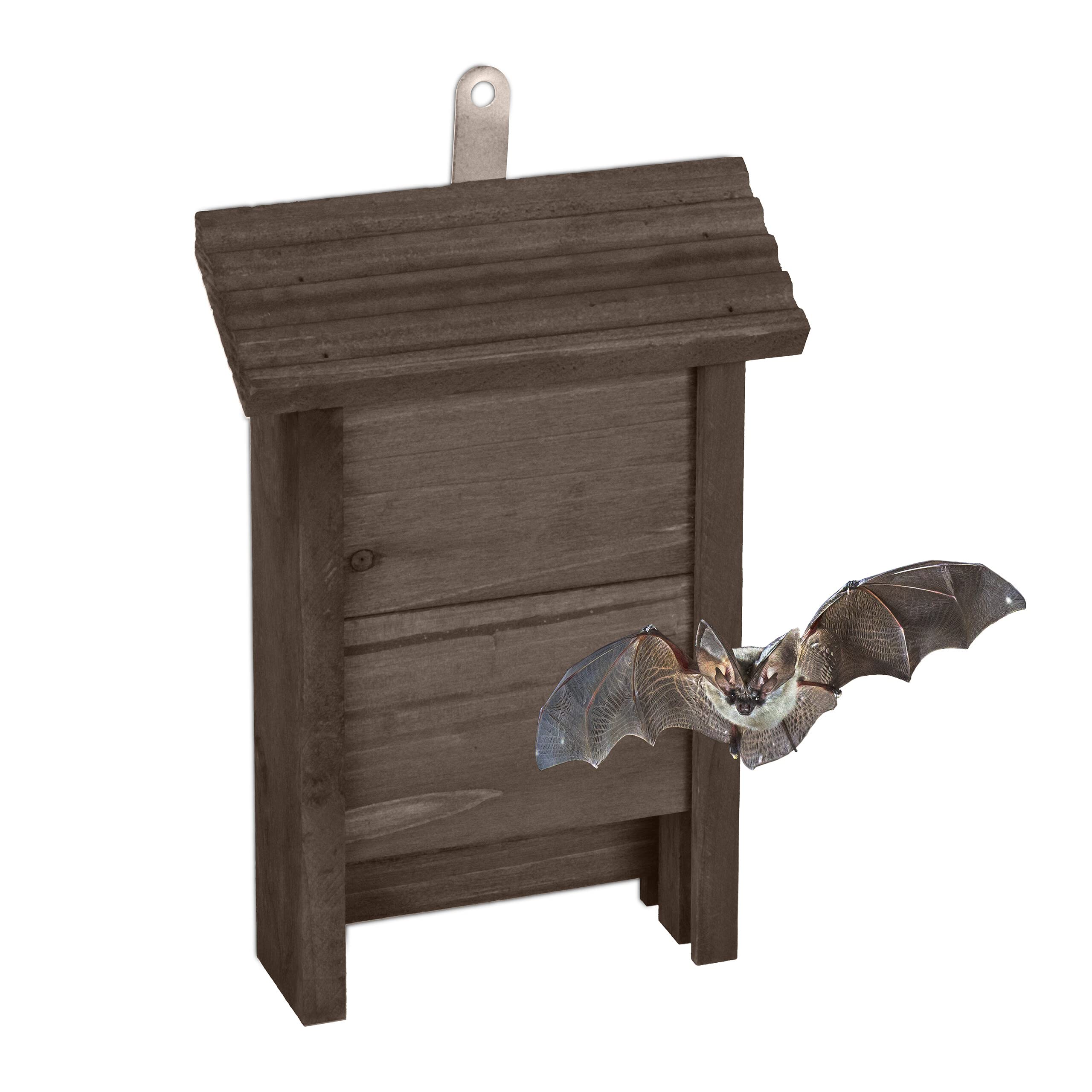 Relaxdays Bat Box, Large Safelodging for Wildlife, HxWxD: 29x18x6, Animal Hotel, Sanctuary, Protect, Pine Wood, Brown