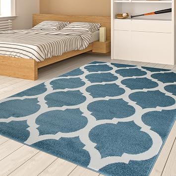 Amazon De Tapiso Happy Jugend Teppich Kurzflor Kinderteppich Blau