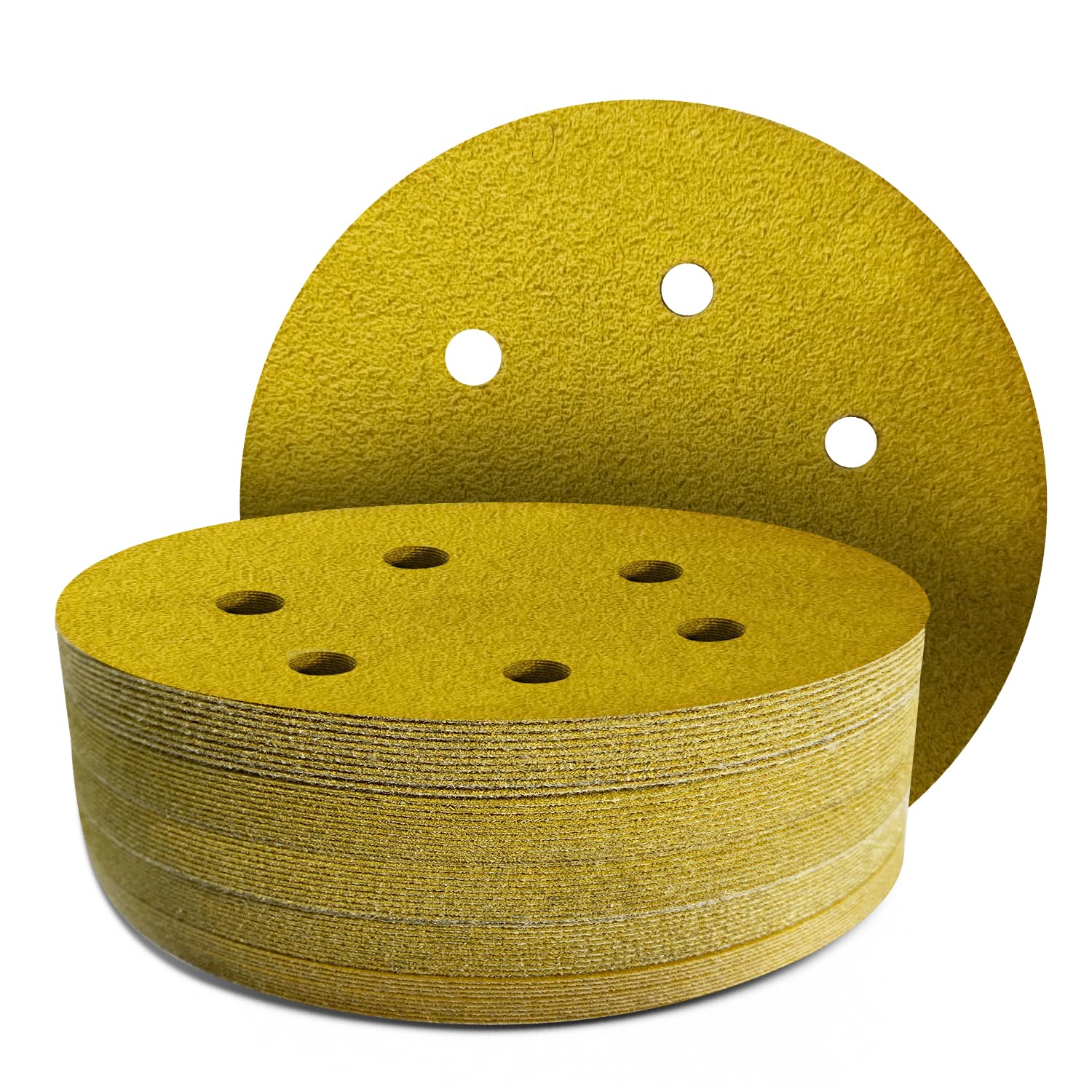GZKTY 50Pcs 150mm Sanding Discs, 220 Grit, 6-Hole, Round Hook and Loop Sandpaper for Random Orbital Sander