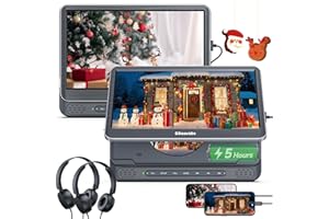 GOnavidio 12" Dual Car DVD Players with HDMI Input, Headrest DVD Players for Car with Headphones, 5-Hour Battery, 1366 * 768 Screen Mirroring, USB/TF Reader, MP4/MKV, Region Free, Last Memory