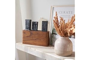 KIBAGA Premium Wooden Remote Control Holder - Easy Install Adhesive Wall Mount Caddy Keeps 3-4 TV Remotes Neatly Organized - Stylish Natural Wood Organizer is Perfect for Any Bed Or Living Room Wall