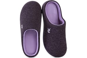 VeraCosy Women's Two-Tone Slippers Soft Comfy Knit Memory Foam Non-slip Indoor House Shoes