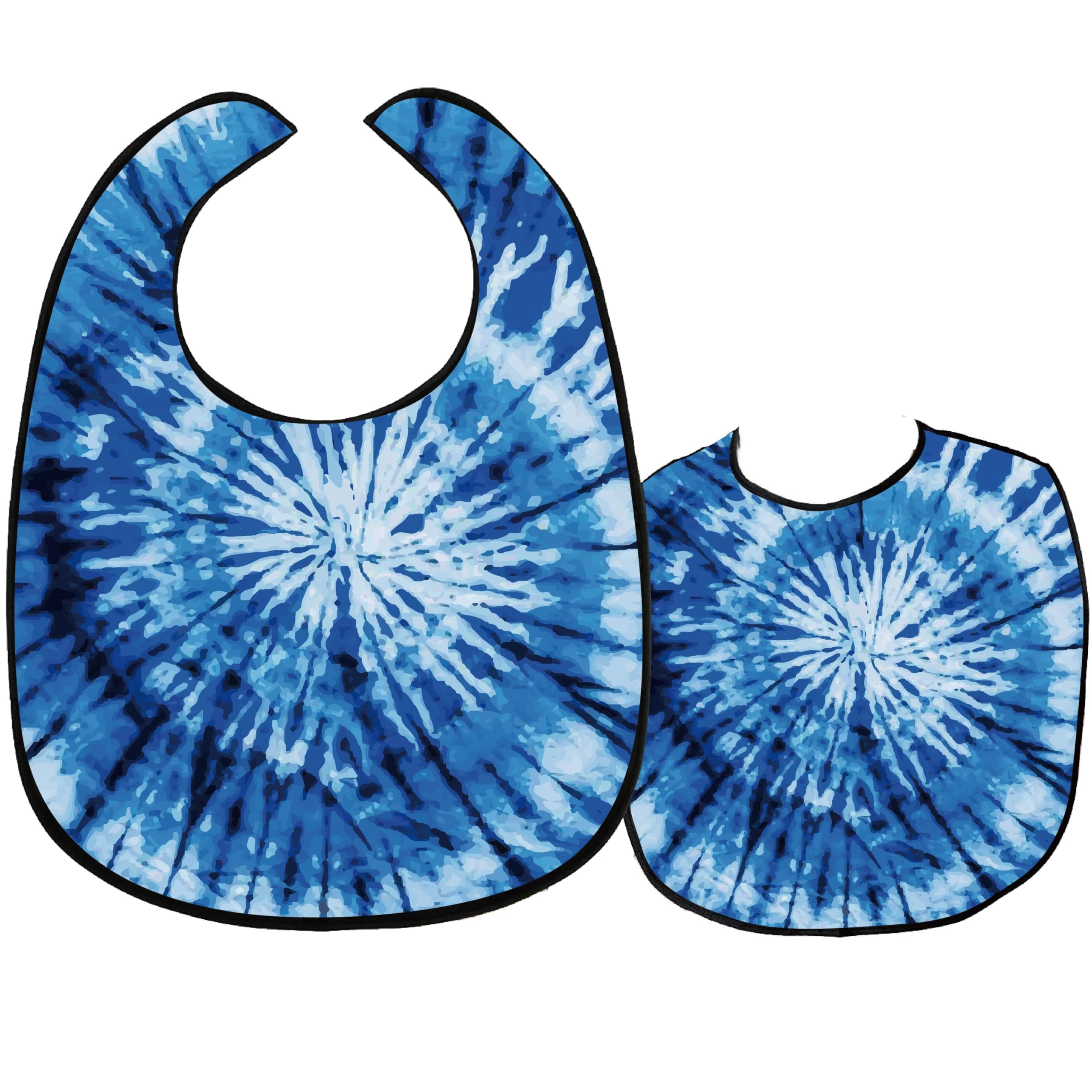 CREATCABIN Adult Bibs for Eating Waterproof Washable Clothing Protectors Canvas Reusable Dining Blue tie dyeing for Elderly Women Men Hospital Disabled Bed Table Eating Feeding 23.6x17.7Inch