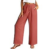 ABRABESS Womens Palazzo Pants Wide Leg Flowy Drawstring High Waisted Casual Trousers 2026 Summer Beach Vacation Clothes