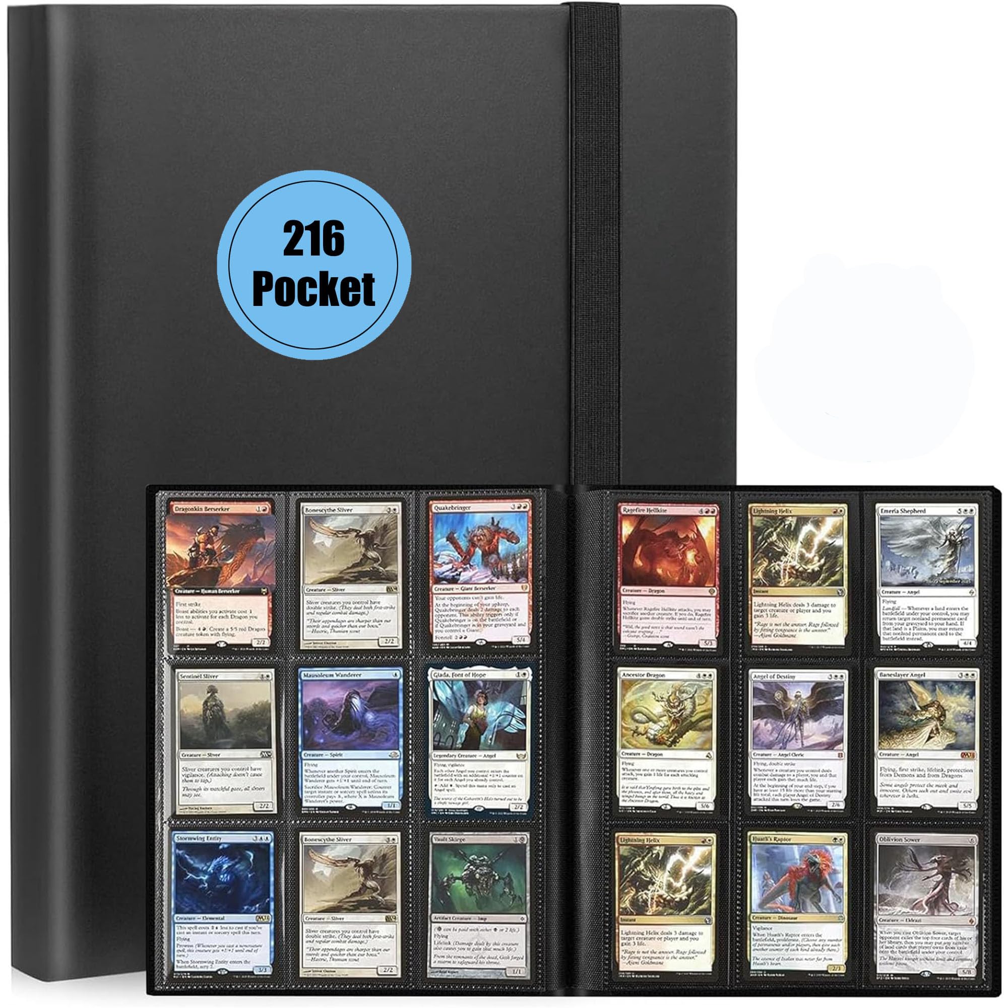 9 Pocket Trading Card Binder, 216 Pockets Collectible Trading Card Album, Sports Card Binder for Standard Cards, Side Loading Card Folder for MTG/TCG/Football/Game Cards Black