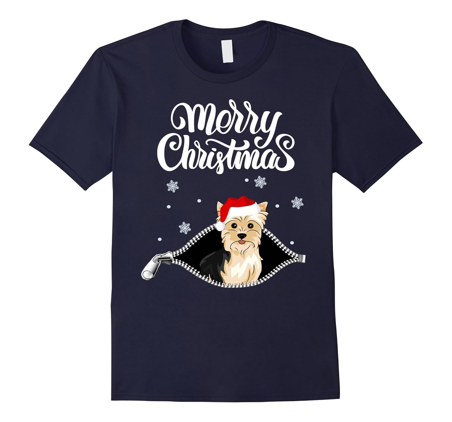 Yorkshire Terrier Santa Merry Christmas 2018 Gift T-shirt-Rose