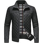 Lamgool Men's Full Zip Sweater Long Sleeve Casual Slim Fit Cardigan Sweaters