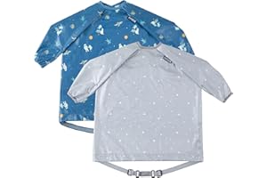 BIBaDO - Long Sleeve Baby Bibs - Babies & Toddlers 6-36 Months - Coverall Baby Led Weaning Bib - Easy Wipe, Soft & Waterproof