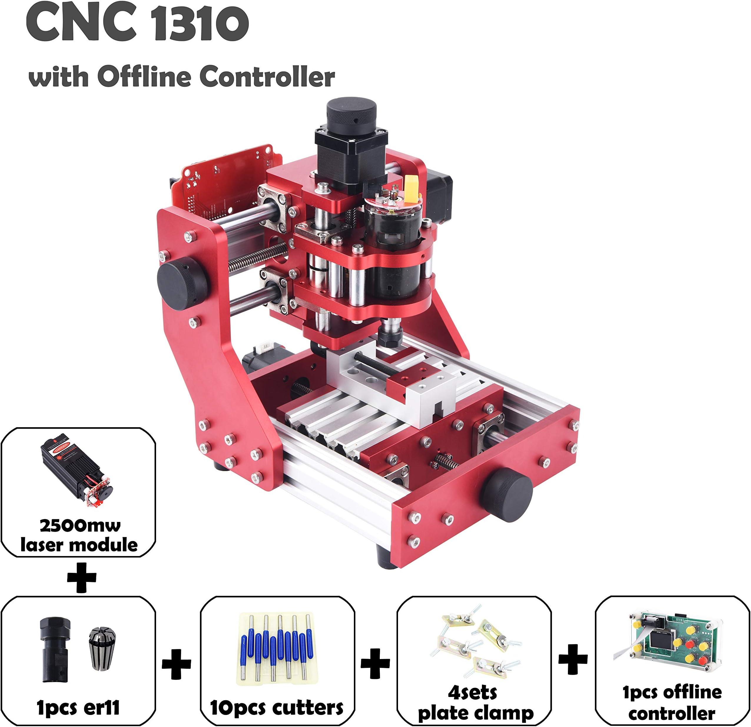 CNC 1310 with 2.5W lasermodule CNC Metal Engraving Machine All Metal Frame CNC milling Machine CNC Router Machine CNC Carving Machine CNC Engraver CNC1310 (CNC 1310, with 2.5W Laser Module)