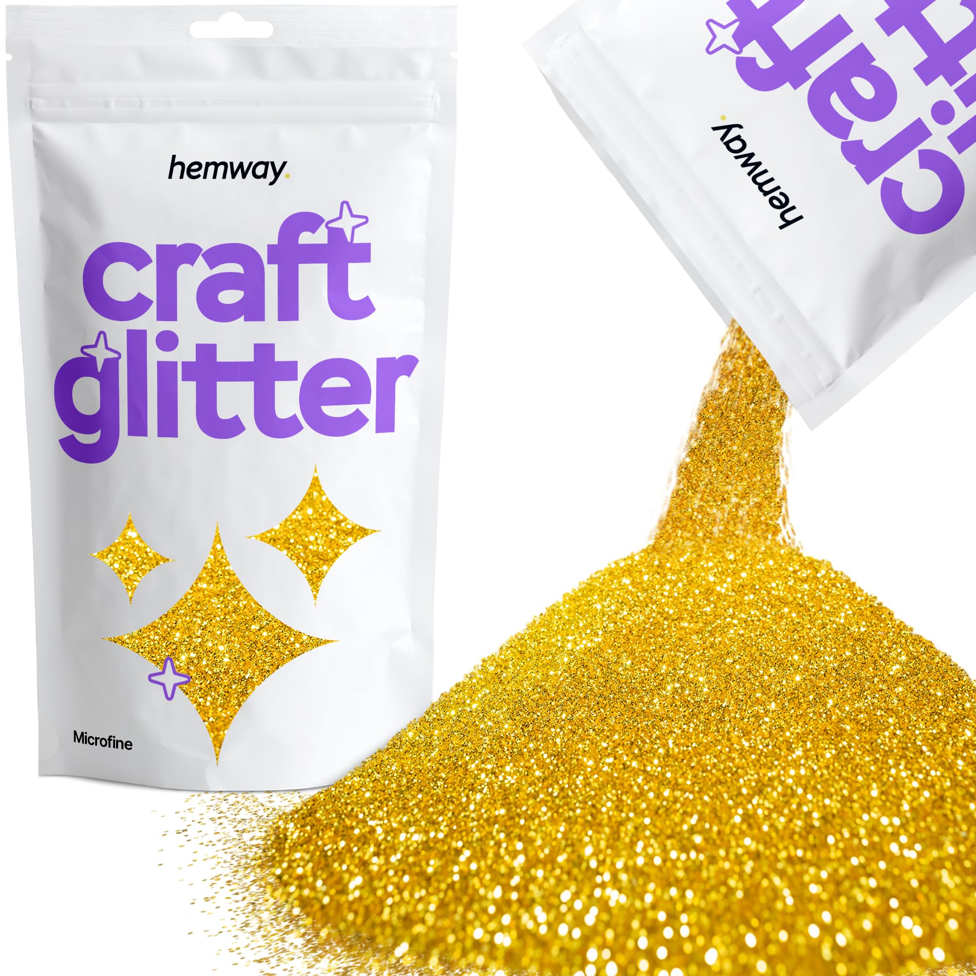 Hemway Craft Glitter Gold 100g Microfine Glitter for Crafts, Resin, Cosmetic, Nail, Face, Body, Festival, Tumblers, Art, Candle, Crafting