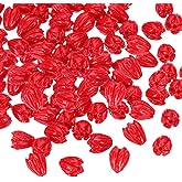 PATIKIL 50 Pcs Coral Flower Beads, 9x7mm Artificial Jasmine Flower Shell Floral Spacer Beads for Jewelry Making DIY Crafts Necklace Bracelet Earring Accessories, Red